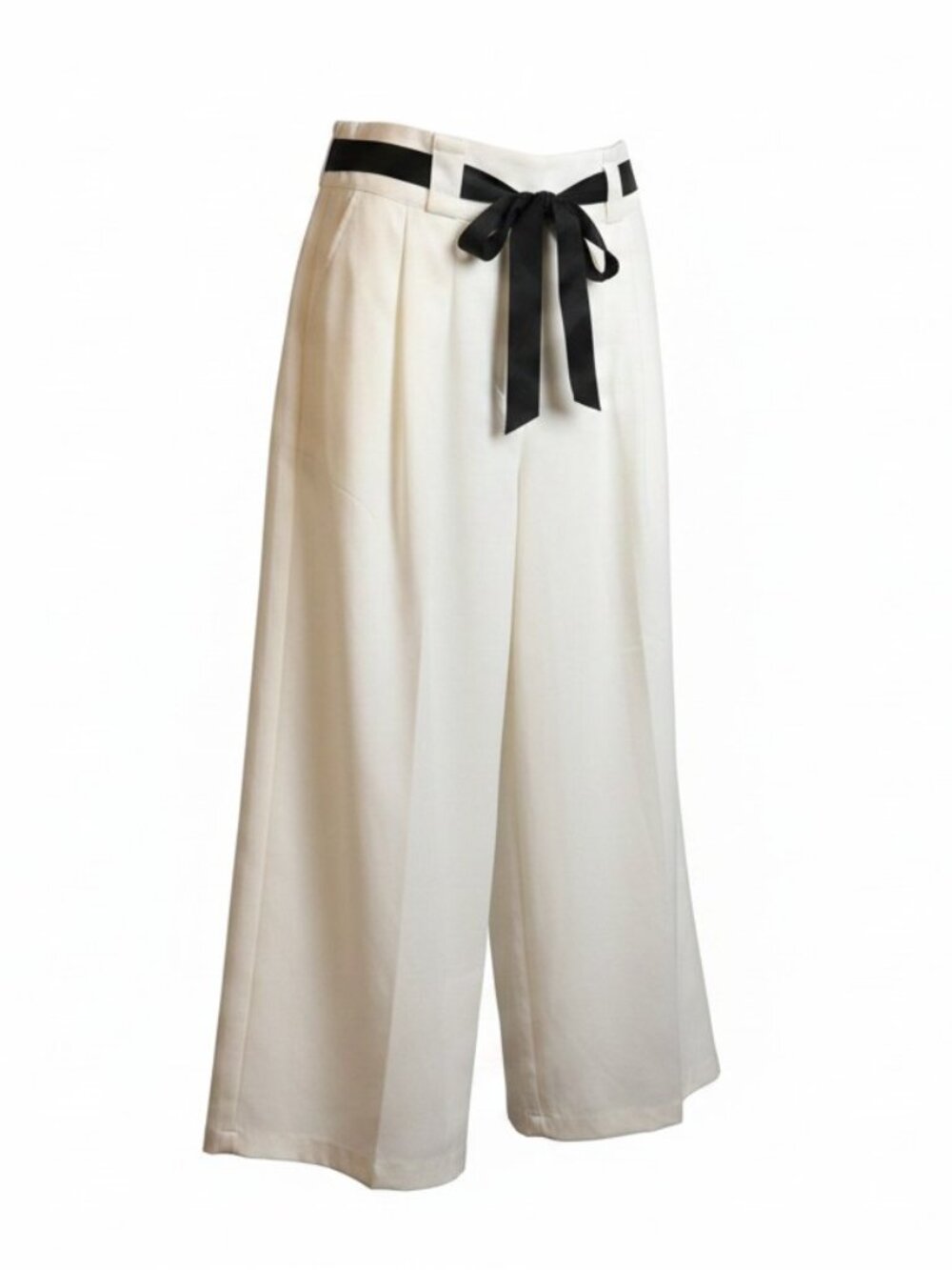 White Wide Leg Tie Waist Pants